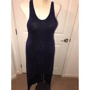FREE PEOPLE Jersey Dress, Medium, High Low Halter Back Blue summer dress